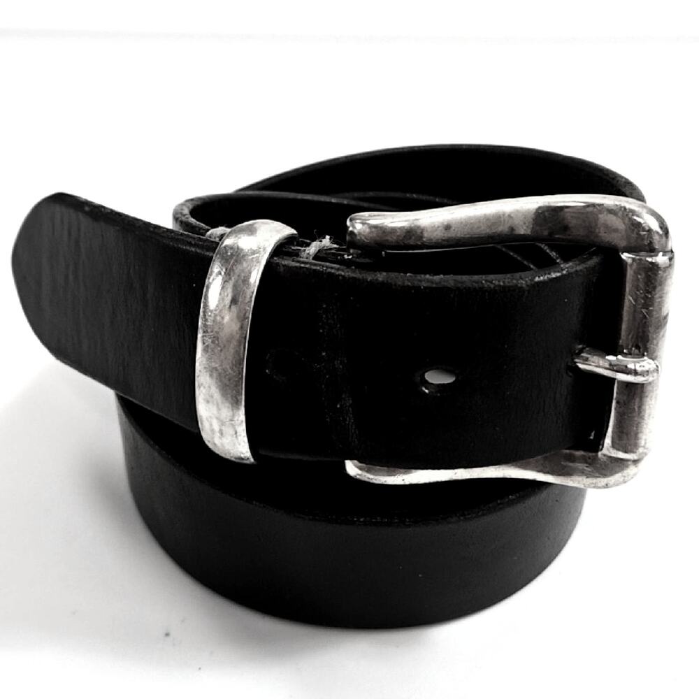 Gap Men's Black Leather Belt Silver Buckle Size Med/ 33
